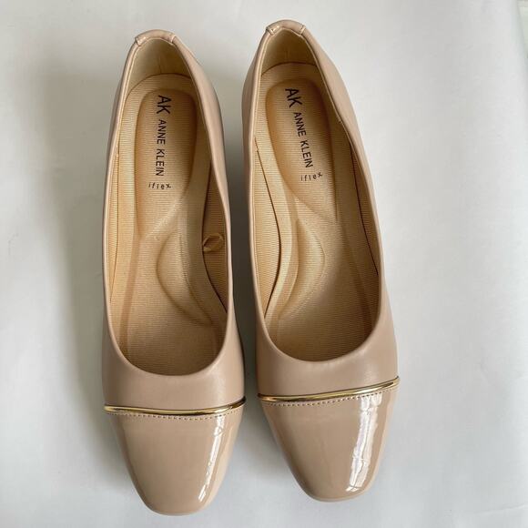 Anne Klein Mildred Nude Low Wedge Cap Toe Slip On Shoes 10 M iFlex Padded Insole - Picture 11 of 12